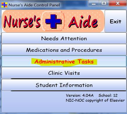 Nurse's Aide Control Panel form'