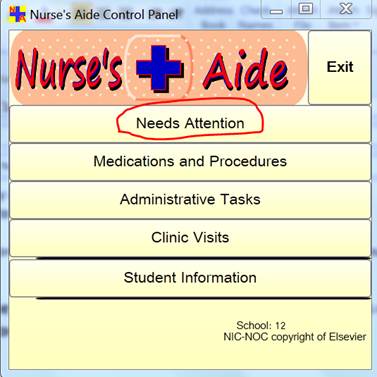 Nurse's Aide Control Panel form